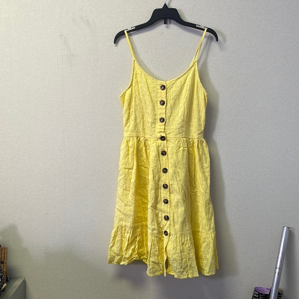Knee length dress.